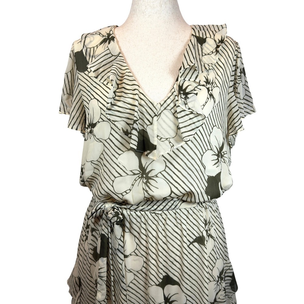 Ralph Lauren Black Label Floral Ruffle Tiered Georgette Dress Women's Size 14 - Picture 2 of 10